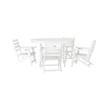 EMMA + OLIVER Arcata 5-Piece Indoor-Outdoor Adirondack Dining Set, 48" Round Table & 4 Chairs with Cupholders, White