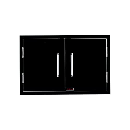 Whistler Stainless Steel Double Access Doors for Outdoor Kitchen Grill BBQ Island,33"× 22",Black