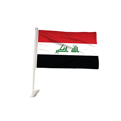 BANNER BUZZ MAKE IT VISIBLE Iraq Car Flag Window Clip 18” X 12” Double-Sided Printing Pack of 100