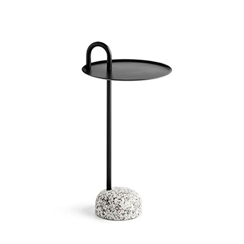 Modern Small Metal End Side Table, Indoor Outdoor Round Bistro Tables, Portable Coffee Table, Bed Side Table Nightstand, Rust & Weather Resistant Simple(Black)