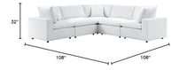 Modway Commix 5-Piece Fabric Upholstered Outdoor Sectional Sofa in White