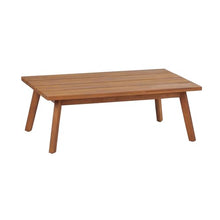 YJSPSSW 4-Piece Mid-Century Modern Acacia Wood Patio Seating Set – Outdoor Conversation Set with Loveseat, Club Chairs & Slatted Coffee Table + Weather-Resistant Cushions