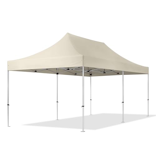 TOOLPORT 10x20 ft Pop Up Canopy Tent Outdoor Sun Shade Gazebo for Backyard, Event, Grill, Garden, Patio Canopies, Aluminium 1.6 in Hexagonal Legs, Cream