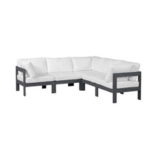 Outdoor Escape White Fabric Outdoor Patio Modular Sectional, Contemporary Style, Comfortable 90X90 Inch Seating, Weather-Resistant Cushioned Design