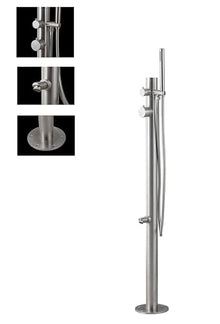 Wayime 43" Free-Standing Brushed Stainless Steel 304 Outdoor Shower Without Showerhead with DOE Certificate