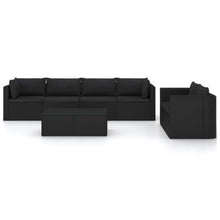 HGBNMER 7 Piece Patio Lounge Set with Cushions Poly Rattan Black