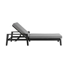 Armen Living Grand Modern Adjustable Metal and Wicker Outdoor Patio Chaise Lounge Chair Black