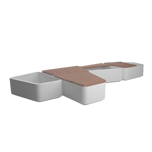 Flower Box Planter Box Iron Sitting Bench Flower Combination Garden(White)
