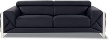 Blackjack Furniture Gianni Italian Leather Sofa with Adjustable Headrests Black