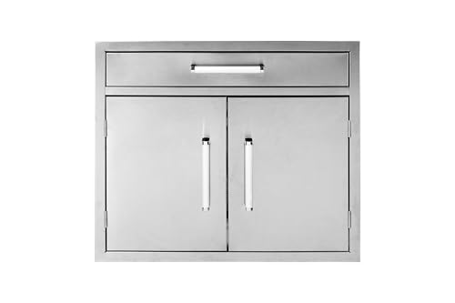 WHISTLER Outdoor Kitchen Drawer Combo Single Drawer & Double Door, Stainless Steel Drawers 30" x 26" x 21"