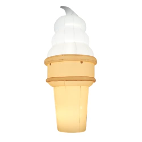 YBZCHLM Giant Inflatable Ice Cream Cone with Lights Khaki & White 10Ft H