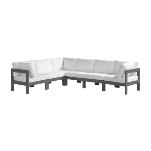 Outdoor Escape White Fabric Outdoor Patio Modular Sectional with Contemporary Style, Comfortable Seating, Durable Frame, Suitable for Outdoor Living Spaces