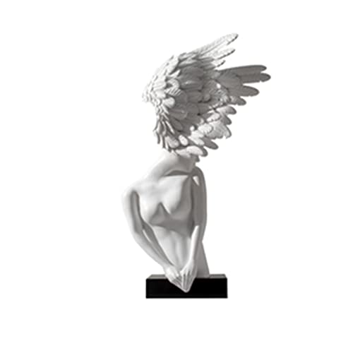 UNNS Desktop Figurines Unique Redemption Angel Garden Statue Angel Wings Sculpture Home Art Decoration Made of Marble Material for Home Or Garden Display Home Decor Statues (Color : B)