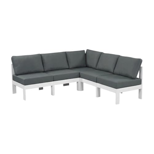 Outdoor Escape Gray Fabric Outdoor Patio Modular Sectional, Weather-Resistant Upholstery, Durable Frame, Contemporary Style for Lounge and Entertaining