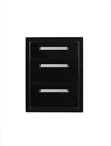 Bonfire Outdoor Kitchen Triple Drawer Stainless Steel 3 Layer Access Door Built in BBQ Drawer for BBQ Island, Black 304 Stainless Steel, CBATD-B