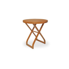 NADAAL STUDIOS Cassiopeia Outdoor Bistro Table, Round, Teak Wood, Natural Finish, Folding Design, Stow-Away Clips, Natural
