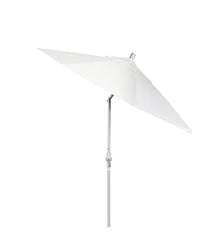 California Umbrella 9' Round Crank Lift, Collar Tilt, Aluminum Pole, Fiberglass Rib Patio Umbrella, White Finish, Sunbrella Natural