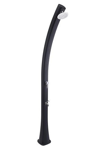 Sunneday SS0935 Outdoor Shower – 5.5 Gallon Solar-Heated Shower with Adjustable Temperature Control, Foot Faucet, and Easy Drain Plug – Black