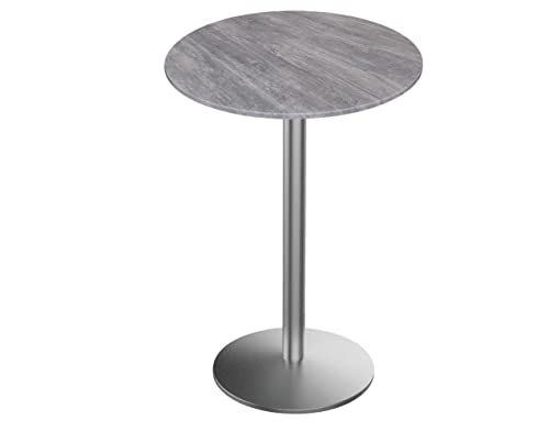 Holland Bar Stool Co. 42" Tall OD214 Indoor/Outdoor All-Season Stainless Steel Table with 36" Diameter Greystone EuroSlim Top