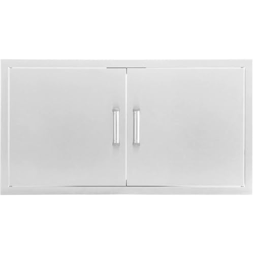 BBQGUYS Signature 40-Inch Stainless Steel Double Access Door for Outdoor Kitchens, 304 Grade Stainless Steel, Flush Mount Design, Logo-Free, Includes Traditional and Contemporary Handles