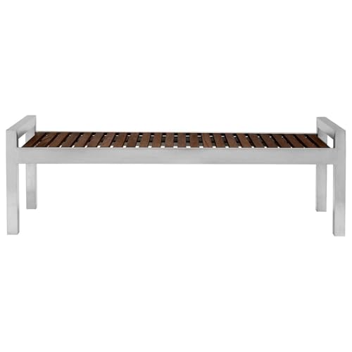Commercial Zone Skyline 5' Bench, Stainless Frame & Espresso Wood Finish (725453)