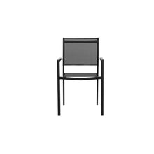 Afuera Living Aluminum Frame Patio Dining Chairs, 34" H x 21" W x 21" D, Black Finish, Set of 6, Stackable Modern Outdoor Seating, Rust-Resistant Durable Design for Patio or Garden Use