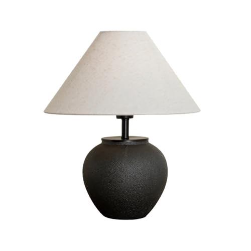 WOAITIANTIAN Desk Lamps Farmhouse Table Lamp 18.8" Black Ceramic Rustic Nightstand for Bedroom Living Room(Black)