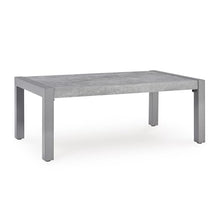 Signature Design by Ashley Moonlight View Contemporary Outdoor Fade and Rust Resistant Coffee Table with Stone Tabletop, Light Gray