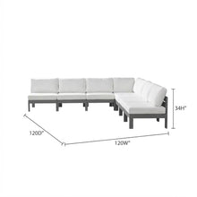 Outdoor Escape White Fabric Outdoor Patio Modular Sectional with Contemporary Style, Weather-Resistant Upholstery, 120W X 120D X 34H Inches