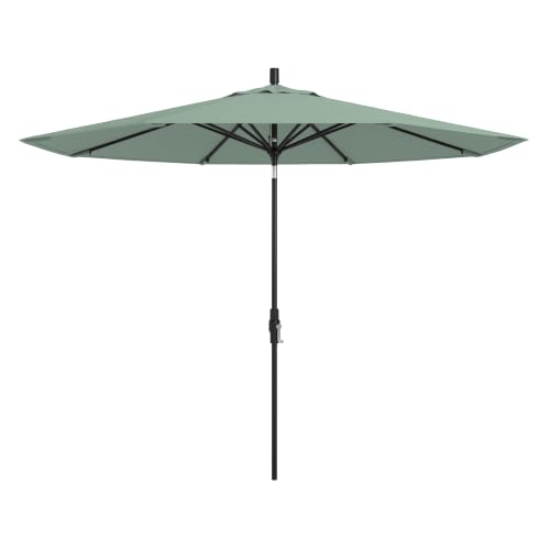 California Umbrella 10-Year Protection 11-Ft Outdoor Patio Umbrella, Pacifica Fade-Resistant Fabric, Crank Lift, 8-Rib Aluminum Frame, Stone Black Pole, Spa
