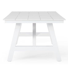WestinTrends Cape May 90" HDPE Rectangle Outdoor Patio Dining Table with Umbrella Hole and Metal Frame, White