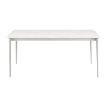 Armen Living Rhodes Outdoor Patio Rectangular Dining Table in Snowy Sintered Stone and Porcelain Finish