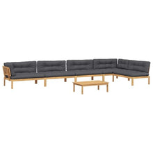 LPERTGFHU 6 Piece Patio Pallet Sofa Set with Cushions, Solid Acacia Wood Outdoor Garden Lounge Furniture, Modular Sectional Seating with Coffee Table, Brown