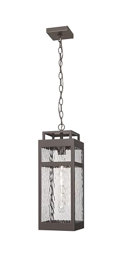 Ridgeway 7" 1-Light Bronze Coastal Outdoor Pendant With Water Glass