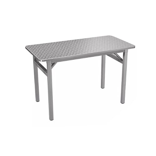 JOSOGO Stainless Steel Workbench Foldable Kitchen Work Table,Outdoor Dining Set, Silver Anodized Aluminum, Stackable Chairs, Weather-Resistant, for Garden, Patio, Balcony(H1.2M*0.6M)