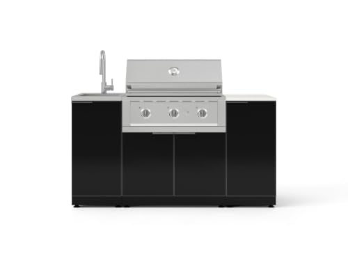 NewAge Products Classic Series 5PC Aluminum Black Modular Outdoor Kitchen Grill Island with 33" Performance Grill NG - 24"D x 65"W x 57.15"H