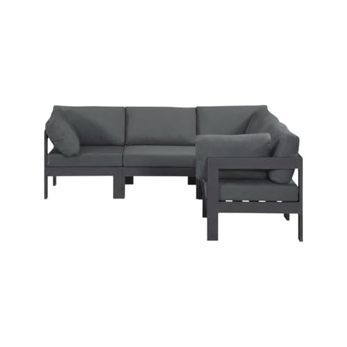 Outdoor Escape Gray Fabric Modular Sectional, Weather-Resistant Upholstery, Contemporary Style, Comfortable Back, Seat Heights