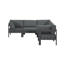 Outdoor Escape Gray Fabric Modular Sectional, Weather-Resistant Upholstery, Contemporary Style, Comfortable Back, Seat Heights