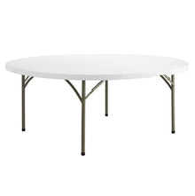 PRO&Family 10 Pack! 72" Round Heavy-Duty Granite White Plastic Folding Table. Folding Desk Bar Table Coffee Table Folding Camping Table Outdoor Bar Portable Table Foldable Table Bistro Table