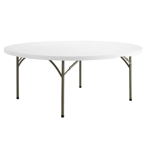 PRO&Family 5 Pack! 72" Round Heavy-Duty Granite White Plastic Folding Table. Folding Desk Bar Table Coffee Table Folding Camping Table Outdoor Bar Portable Table Foldable Table Bistro Table
