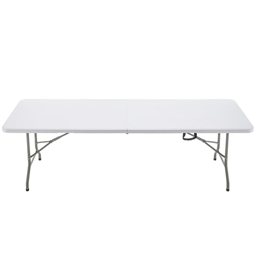 BTEXPERT Set of 10, 8-Foot - 96" Long White Plastic Folding Table Portable 30" Wide, 29" High, Indoor Outdoor Events Banquet Dining Party Patio