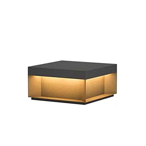 Outdoor Wall Lights Black Square Column Caps Lamp Modern Outdoor Post Cap Light LED Outside Waterproof Pillar Lamps Stainless Steel Gate Deck Stigma Lantern Fence Gate Porch Lawn Path Lamps Waterproof