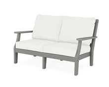 Martha Stewart by POLYWOOD® Chinoiserie Deep Seating Loveseat in Slate Grey/Natural Linen