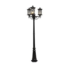 PeiyuLight 3-Head Vintage Outdoor Landscape Lantern - European Style Patio Light with E26/E27 Socket, Weather Resistant, Ideal for Garden, Porch, and Driveway Decor(1.85m-Black)