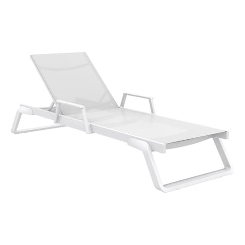 Compamia Tropic Arm Sling Chaise Lounge White Frame White Sling