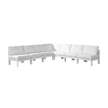 Outdoor Escape White Fabric Patio Modular Sectional, Weatherproof Cushions, 120X120 Inch, Contemporary Style, Ideal for Relaxing and Entertaining