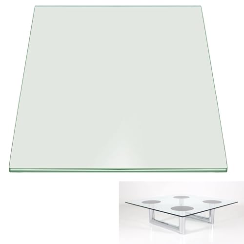 SXKJQER Square Glass Dining Table Top, Tempered Glass Kitchen Table Top Set for 4-6, Clear Square Dining Table Top, Long Lasting Clear Glass, Heat-Strengthened Glass, for Restaurant Table(100x100cm)