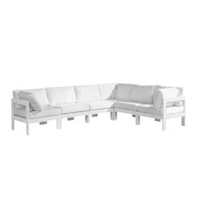 Outdoor Escape White Fabric Outdoor Patio Modular Sectional, Weatherproof Upholstery, Spacious 120-Inch Width, Outdoor Lounge, Entertaining