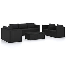 Xolmizyn 9 Piece Patio Lounge Set, Modular Outdoor Furniture with Tempered Glass Coffee Tables, Cushioned Garden Seating for Backyard, Deck, and Poolside, Black