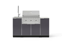 NewAge Products Classic Series 5PC Aluminum Slate Gray Modular Outdoor Kitchen Grill Island with 33" Performance Grill NG -24"D x 65"W x 57.15"H